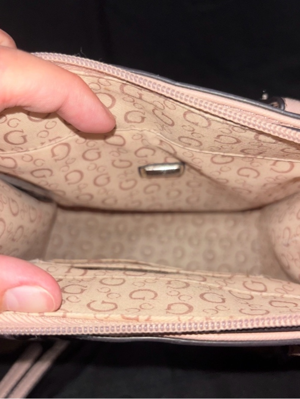 GUESS Pale Pink Logo Satchel with Chain Strap - Picture 2 of 3